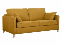 Miliboo Sofá cama 3 plazas nórdico comino con colchón de 10 cm PAPEL Amarillo