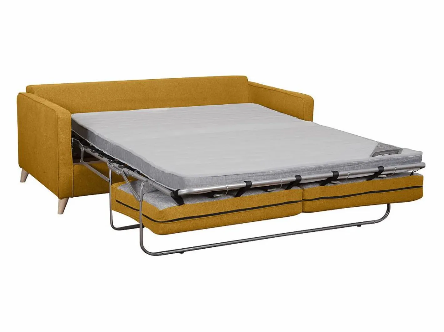 Miliboo Sofá cama 3 plazas nórdico comino con colchón de 10 cm PAPEL Amarillo