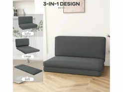 Sillón Cama|Sofá cama plegable 3 en 1, funda de terciopelo, espuma gruesa, oscuro (270 x 138 x 10 cm)