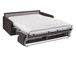 Vente-unique Sofá cama polipiel asiento viscoelástico 160 cm lamas anchas 14 cm CALIFE Gris Clearance