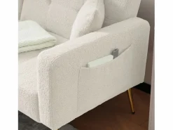 Hauss Spole Sofá cama recto de 2 plazas en sherpa blanca, respaldo abatible en 3 posiciones - 175x64x72cm Blanco Hot