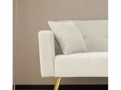 Hauss Spole Sofá cama recto de 2 plazas en sherpa blanca, respaldo abatible en 3 posiciones - 175x64x72cm Blanco Hot