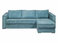 Sofá cama rinconera con apertura italiana de pana color turquesa - Capacidad Cama de 160 cm - Espesor de 18 cm LORETO^Vente-unique Hot