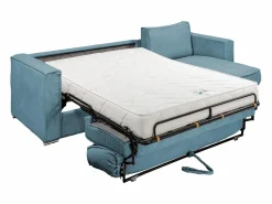 Sofá cama rinconera con apertura italiana de pana color turquesa - Capacidad Cama de 160 cm - Espesor de 18 cm LORETO^Vente-unique Hot