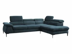 Sofá cama rinconera de tela verde azulado - Ángulo derecho - SEPINA de Pascal Morabito^Vente-unique Outlet
