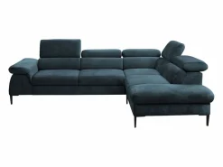 Sofá cama rinconera de tela verde azulado - Ángulo derecho - SEPINA de Pascal Morabito^Vente-unique Outlet