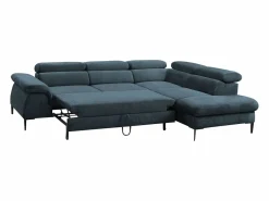 Sofá cama rinconera de tela verde azulado - Ángulo derecho - SEPINA de Pascal Morabito^Vente-unique Outlet