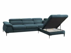 Sofá cama rinconera de tela verde azulado - Ángulo derecho - SEPINA de Pascal Morabito^Vente-unique Outlet
