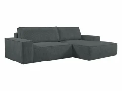 Vente-unique Sofá De Terciopelo|Sofá - 4 Plazas|Sofá cama rinconera derecha de pana - AMELIA