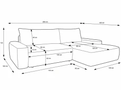 Vente-unique Sofá - 4 Plazas|Sofá cama rinconera derecha en tela texturizada color DAVISO