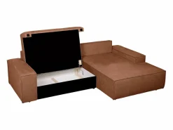 Vente-unique Sofá cama rinconera derecha en tela texturizada AMELIA Terracota New