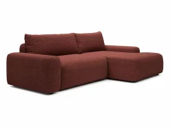 Sofá cama rinconera derecha en chenilla burdeos DAVISO^Vente-unique