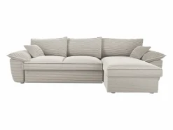 Vente-unique Sofá cama rinconera derecha de pana cerma de estilo charme francés vintage GUILLERMO Gris claro Clearance