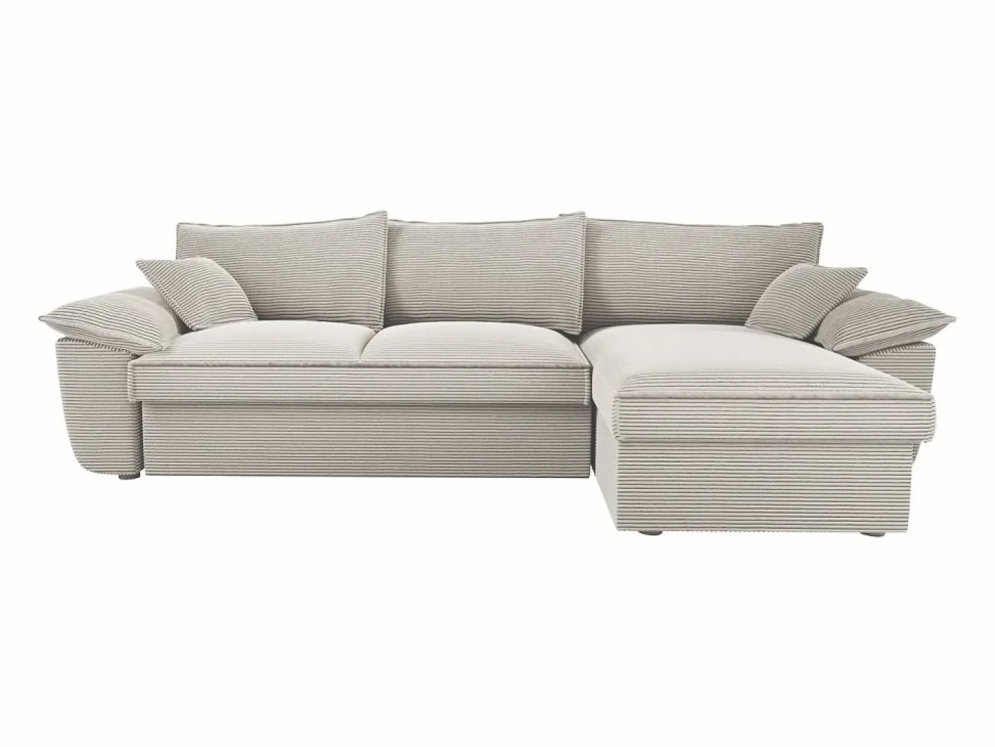 Vente-unique Sofá cama rinconera derecha de pana cerma de estilo charme francés vintage GUILLERMO Gris claro Clearance