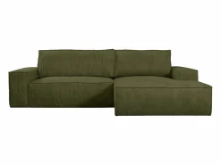 Vente-unique Sofá De Terciopelo|Sofá - 4 Plazas|Sofá cama rinconera derecha de pana - Verde - AMELIA