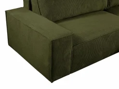 Vente-unique Sofá De Terciopelo|Sofá - 4 Plazas|Sofá cama rinconera derecha de pana - Verde - AMELIA