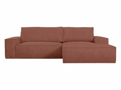 Vente-unique Sofá Vintage|Sofá cama rinconera derecha de terciopelo con cordoncillo AMELIA