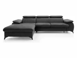 Vente-unique Sofá cama rinconera izquierda de terciopelo SAMARA Gris antracita Online