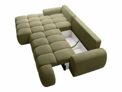 Vente-unique Sofá Cama|Sofá Rinconera|Sofá cama rinconera izquierda en chenilla beige FARNETA