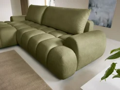 Vente-unique Sofá Cama|Sofá Rinconera|Sofá cama rinconera izquierda en chenilla beige FARNETA