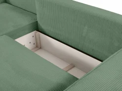 Vente-unique Todos Los Sofás|Sofá De Terciopelo|Sofá cama rinconera izquierda de pana color AMELIA