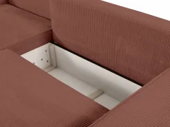 Sofá cama rinconera izquierda de pana AMELIA^Vente-unique Best