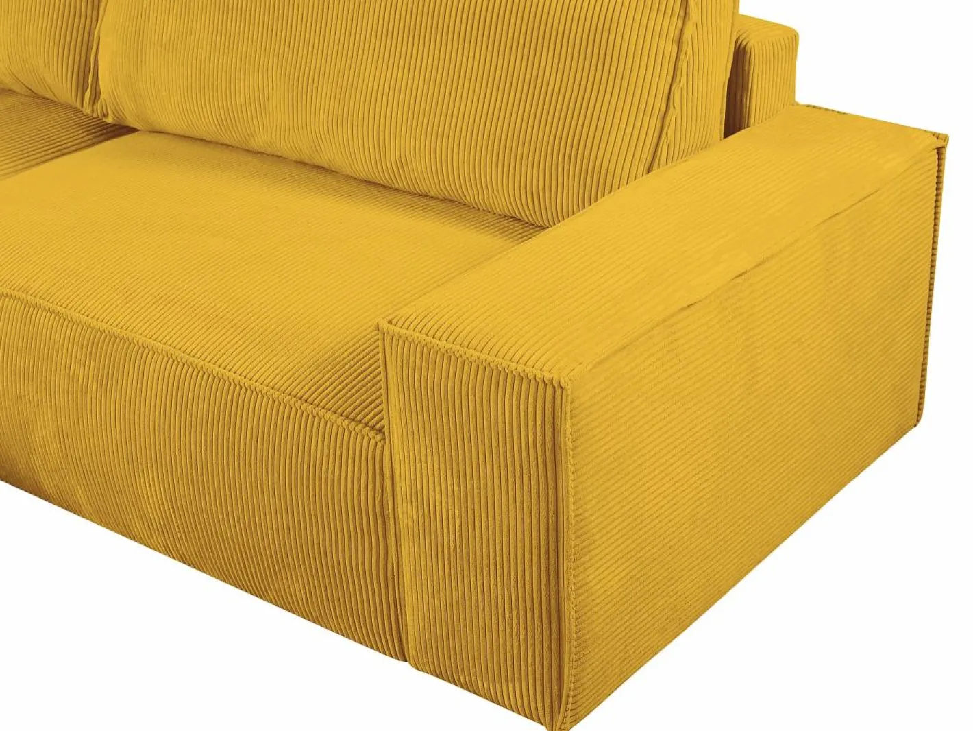 Vente-unique Sofá cama rinconera izquierda de pana AMELIA Amarillo Best