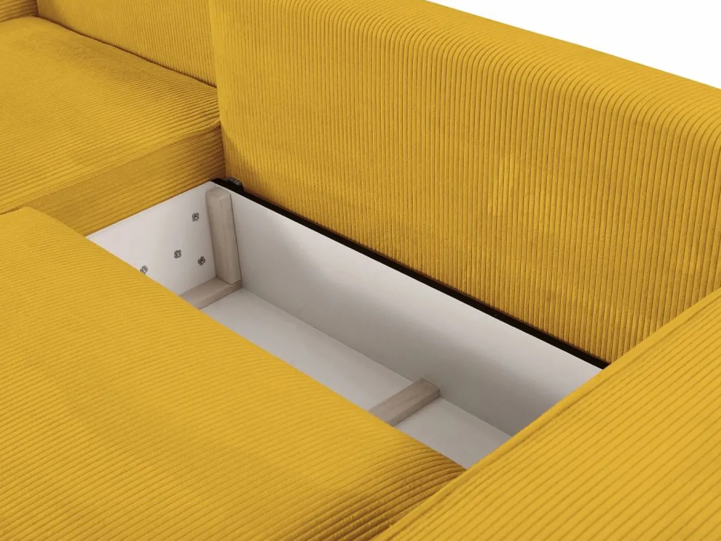 Vente-unique Sofá cama rinconera izquierda de pana AMELIA Amarillo Best