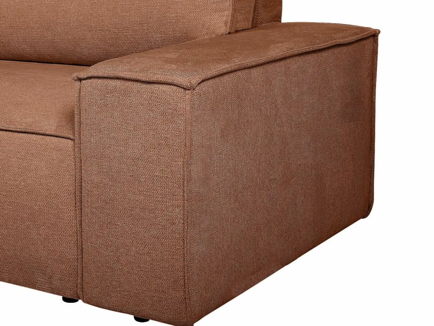Vente-unique Sofá cama rinconera izquierda en tela texturizada AMELIA Terracota Discount