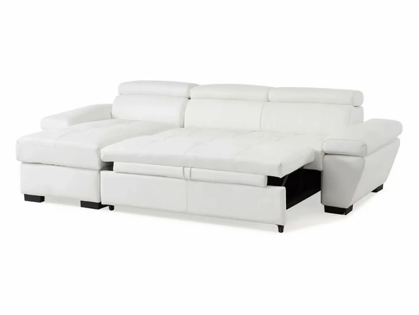 LINEA SOFA Sofá cama rinconera ángulo izquierdo bimateria piel JONOVA - Blanco