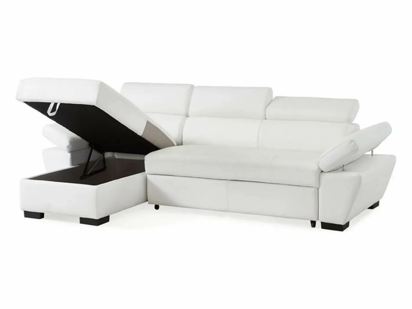 LINEA SOFA Sofá cama rinconera ángulo izquierdo bimateria piel JONOVA - Blanco