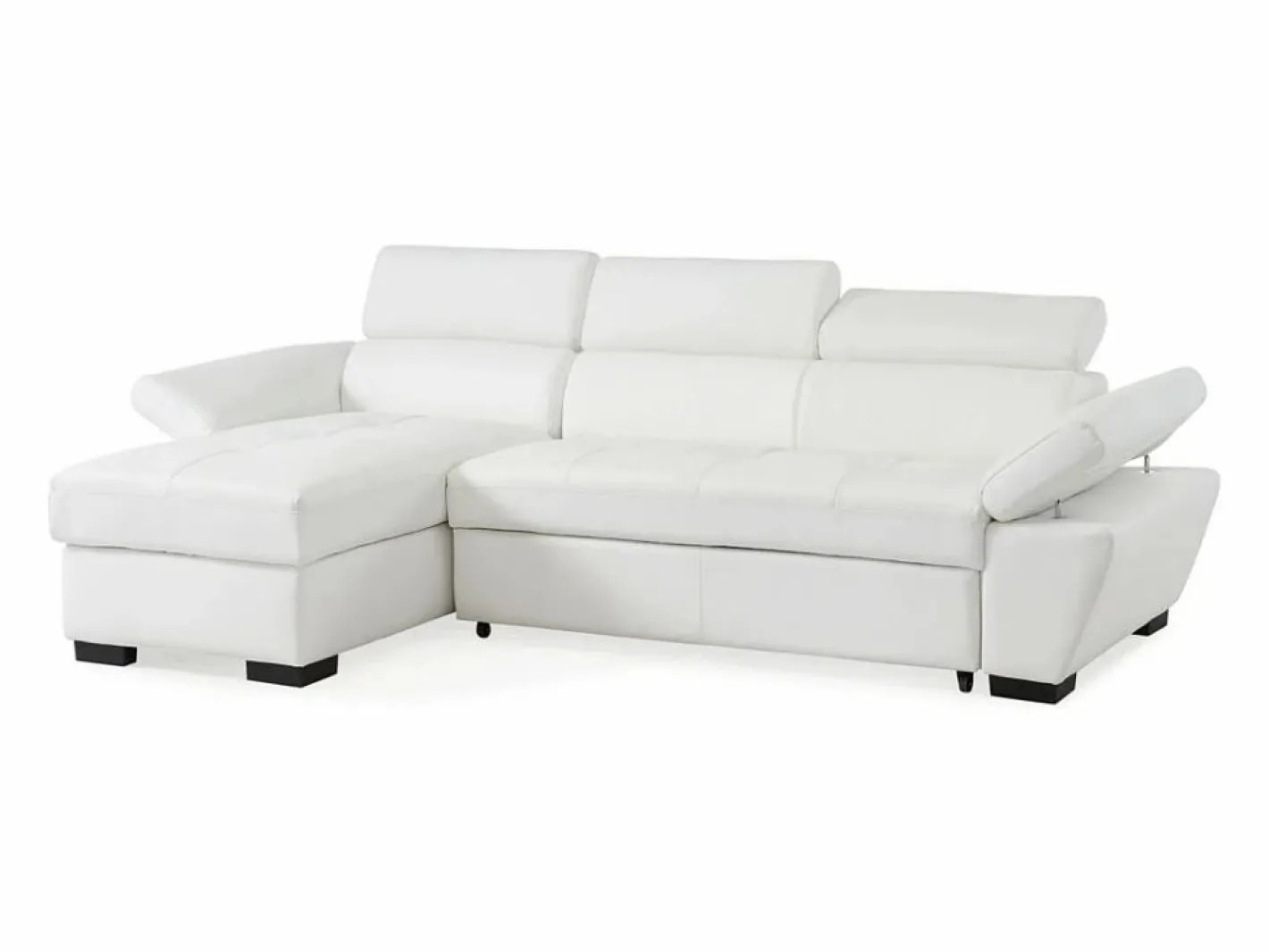 LINEA SOFA Sofá cama rinconera ángulo izquierdo bimateria piel JONOVA - Blanco