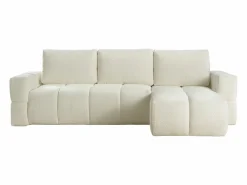 Sofá cama rinconera reversible de tela de felpa crema ISSORO^Vente-unique Online
