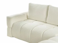 Sofá cama rinconera reversible de tela de felpa crema ISSORO^Vente-unique Online
