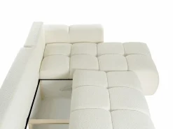 Sofá cama rinconera reversible de tela de felpa crema ISSORO^Vente-unique Online