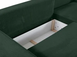 Sofá cama rinconera terciopelo canalé AMELIA - Ángulo derecho^Vente-unique Hot