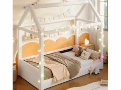 Sofá cama tapizado - 90 x 200 cm - con luces LED + dosel - MDF -^Merax Best