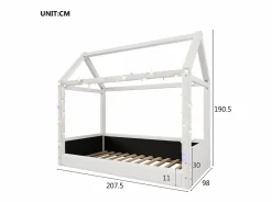 Sofá cama tapizado - 90 x 200 cm - con luces LED + dosel - MDF -^Merax Best