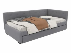 ModernLuxe Sofá cama tapizado en terciopelo 90x200cm + cama nido 90x190cm - Gris Discount