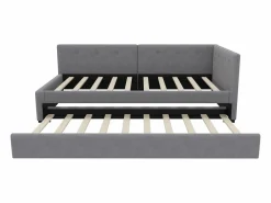 ModernLuxe Sofá cama tapizado en terciopelo 90x200cm + cama nido 90x190cm - Gris Discount