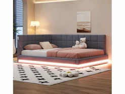 ModernLuxe Cama Diván|Sofá cama tapizado 160x200 cm - con banda luminosa LED - con toma USB - tejido de terciopelo -