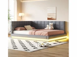 ModernLuxe Cama Diván|Sofá cama tapizado 160x200 cm - con banda luminosa LED - con toma USB - tejido de terciopelo -
