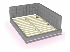 ModernLuxe Cama Diván|Sofá cama tapizado 160x200 cm - con banda luminosa LED - con toma USB - tejido de terciopelo -
