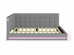 ModernLuxe Cama Diván|Sofá cama tapizado 160x200 cm - con banda luminosa LED - con toma USB - tejido de terciopelo -
