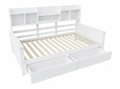 Sofá cama 90x200 - con 2 cajones - con estantes - con somier de láminas - ​ (colchón no incluido)^ModernLuxe New