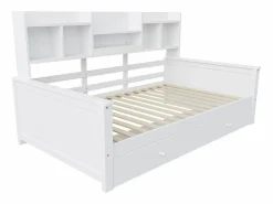 Sofá cama 90x200 - con 2 cajones - con estantes - con somier de láminas - ​ (colchón no incluido)^ModernLuxe New