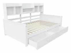 Sofá cama 90x200 - con 2 cajones - con estantes - con somier de láminas - ​ (colchón no incluido)^ModernLuxe New