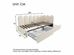 Sofá cama 90x190 cm - con 2 cajones - tejido de terciopelo - con somier de láminas - ​ (sin colchón)^ModernLuxe Outlet