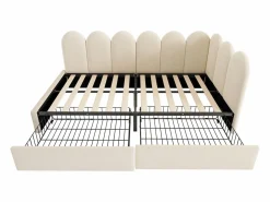 Sofá cama 90x190 cm - con 2 cajones - tejido de terciopelo - con somier de láminas - ​ (sin colchón)^ModernLuxe Outlet