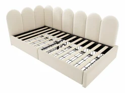 Sofá cama 90x190 cm - con 2 cajones - tejido de terciopelo - con somier de láminas - ​ (sin colchón)^ModernLuxe Outlet